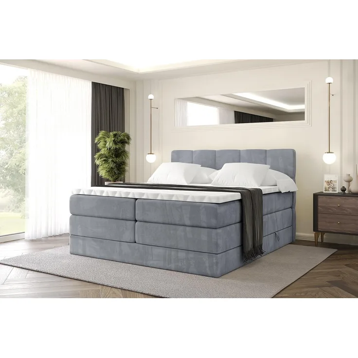 ALTDECOR Boxspringbett LIRO KING (Multipocket-Matratze H4, H3 Matratze Bonellfederung, Topper, Kopfteil)