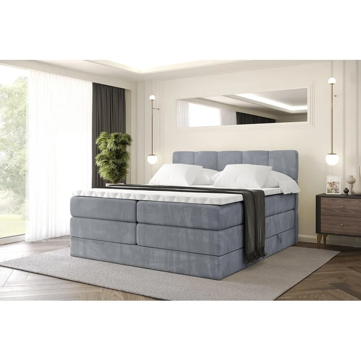 ALTDECOR Boxspringbett LIRO KING (Multipocket-Matratze H4, H3 Matratze Bonellfederung, Topper, Kopfteil)