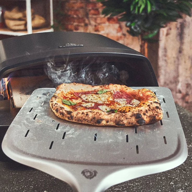 BURNHARD® Gas-Pizzaofen Fat TONY mit Pizzaschieber, 2-tlg, inkl. Cordierit-Pizzastein, geeignet für Terrasse, Balkon und Garten - Schwarz - #946410 – Bild 4