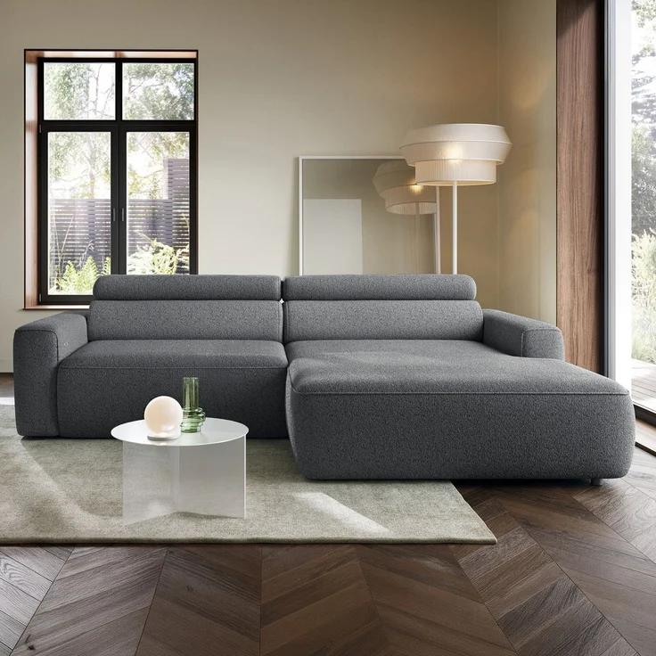 Selsey 'Fando' Ecksofa mit Schlaffunktion, L-Form, 4-Sitzer, Flechtstoff Grau, 252 cm, rechts – Bild 2