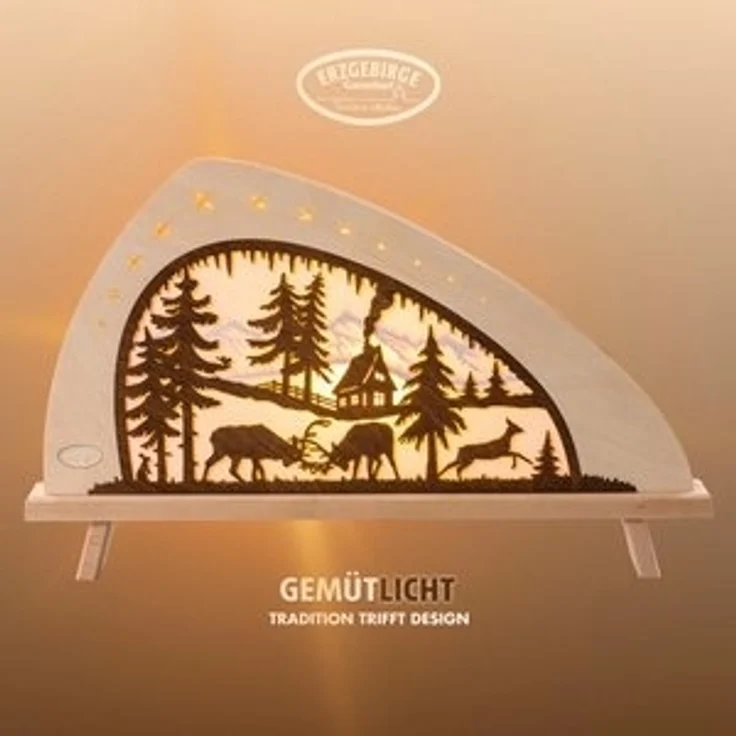 Weigla LED Lichterbogen Rotwild, Holz Schwibbogen, Dekoleuchte, Herbstdeko, Made in Germany (1-tlg), Erzgebirge garantiert, Weihnachtsdeko Innen, Weihnachtsbeleuchtung – Bild 6