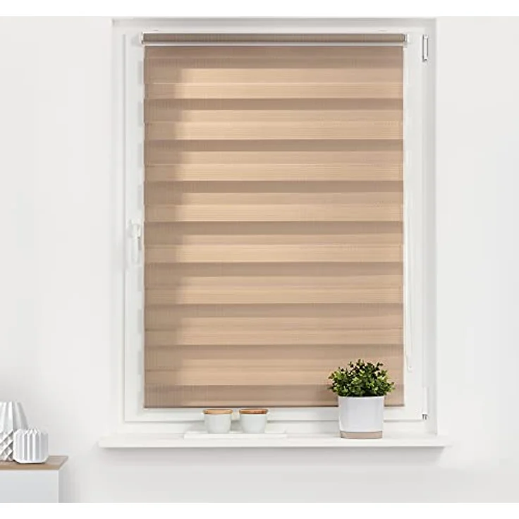 Lichtblick Sonnenschutzsysteme GmbH Doppelrollo Kopenhagen 90 cm x 220 cm (BxL) Taupe modernes Duo Rollo; Klemm- und schraubbar; Lichtdurchlässig und blickdicht – Bild 4