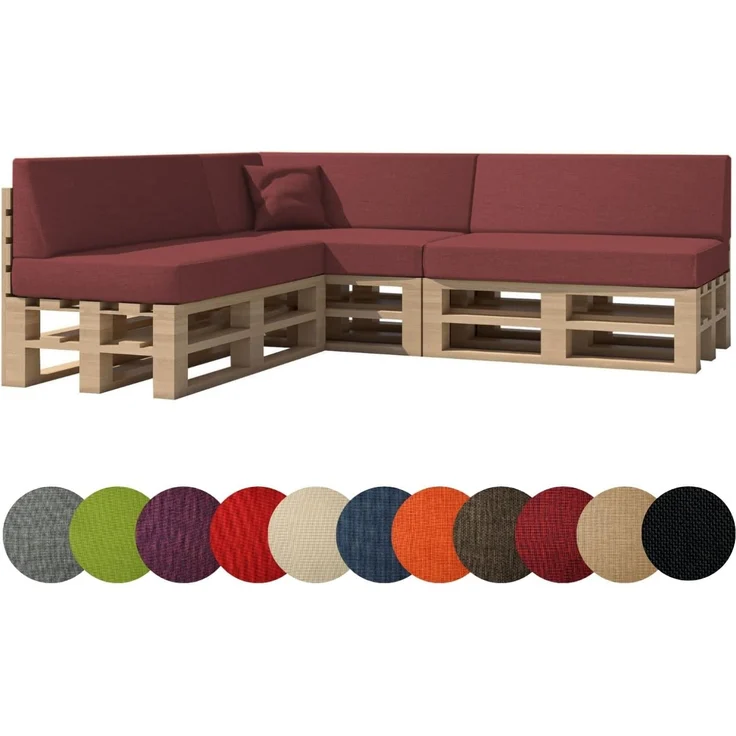 chilly pilley Palettenkissen Gartenkissen Palettenauflage Palettenpolster Indoor Outdoor Waschbar Abnehmbar Sitzkissen Rückenkissen (8er Set, Dunkelrot) – Bild 1