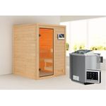 Karibu Sauna Sandra + 9kW BIO-Kombiofen mit ext. Steuerung Easy