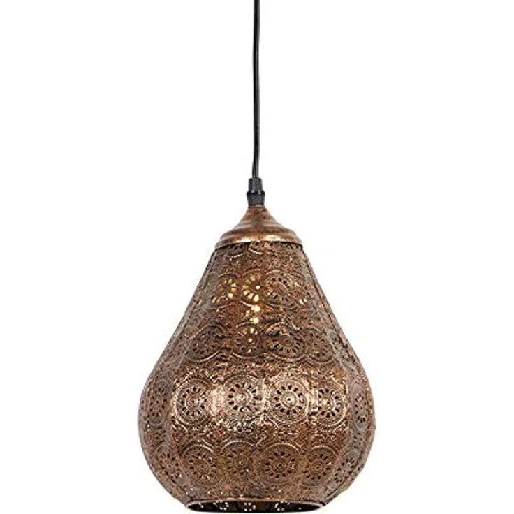 Qazqa Billa Pendelleuchte, Kupfer, dimmbar, E14-Fassung, 17.5cm, ideal als Wohnzimmerlampe