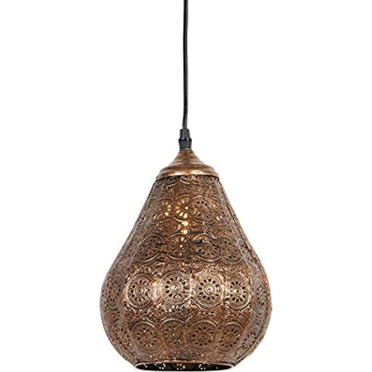 Qazqa Billa Pendelleuchte, Kupfer, dimmbar, E14-Fassung, 17.5cm, ideal als Wohnzimmerlampe – Bild 1