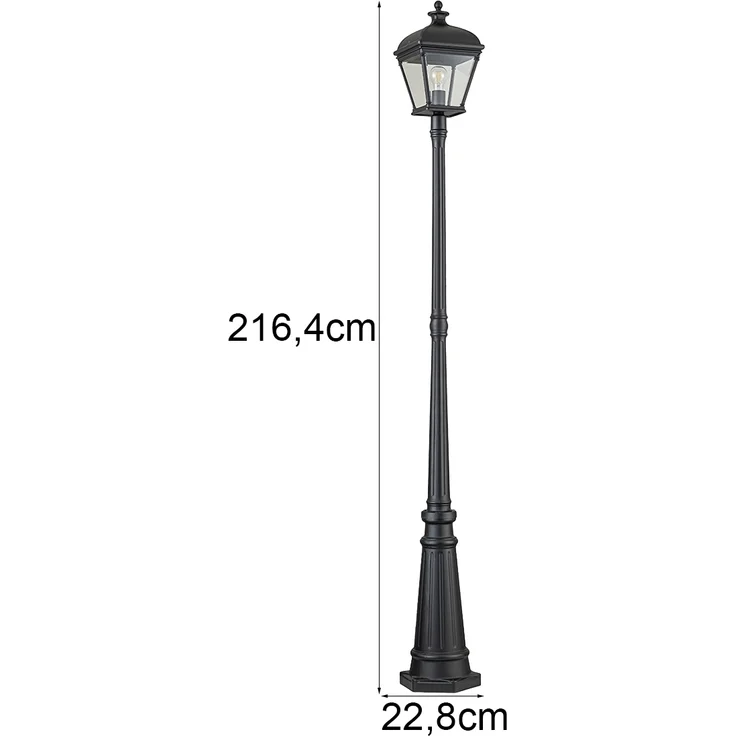 LED Straßenlaterne im Landhausstil Aluminium Schwarz, Höhe 216cm – Bild 4