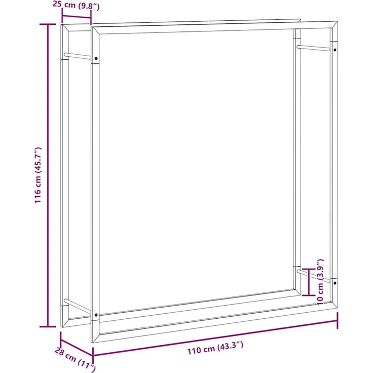 vidaXL Brennholzregal Mattschwarz 110x28x116 cm Stahl 350310 – Bild 7