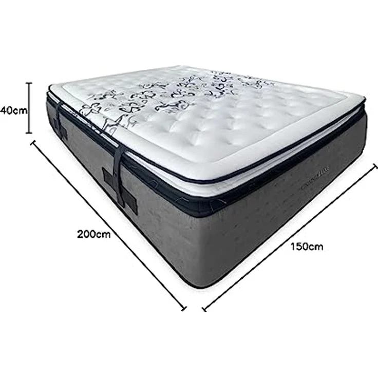DUÉRMETE ONLINE Schlafen Sie Gran Komfort Viskoelastische Matratze Grand Luxe, profilierter Visco Topper Graphen, grau, 150x200 – Bild 2