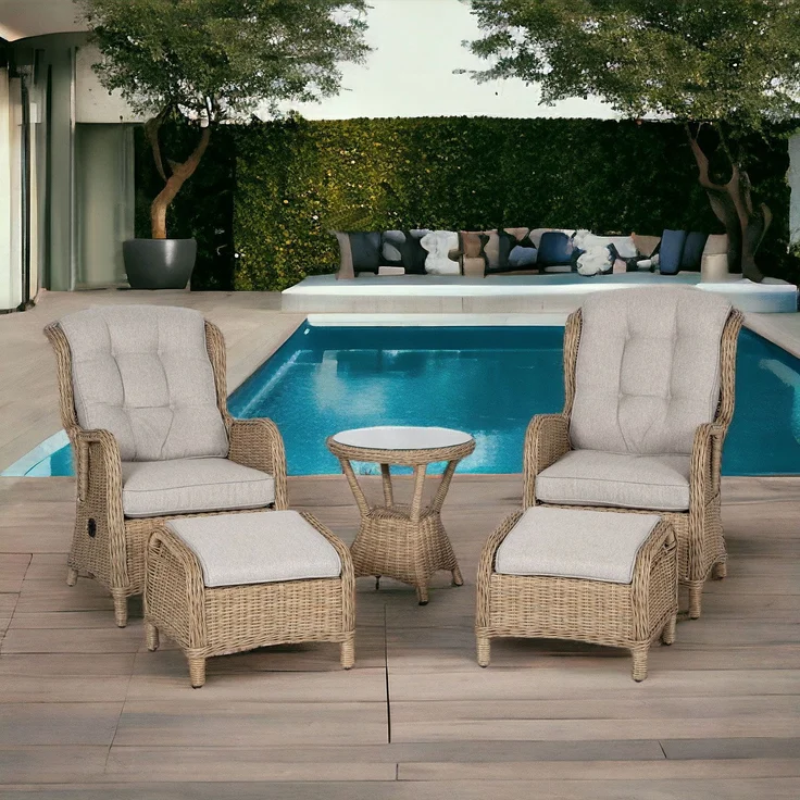 osoltus Sandy Beach Set Alu Korbsessel Ohrensessel verstellbar 5 tlg – Bild 3