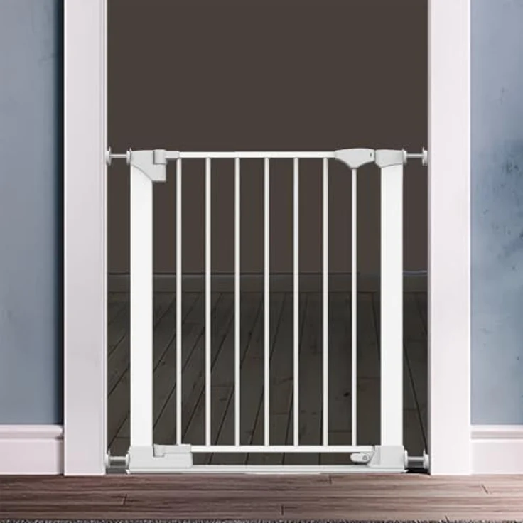 Bettacare Sicherheitsstuffen Haustiergitter, Weiß, 75cm - 82cm, Extra Niedrige Durchgangshöhe, Druckmontage Sicherheitsgitter, Haustiergitter für Treppen, Einfache Installation – Bild 8