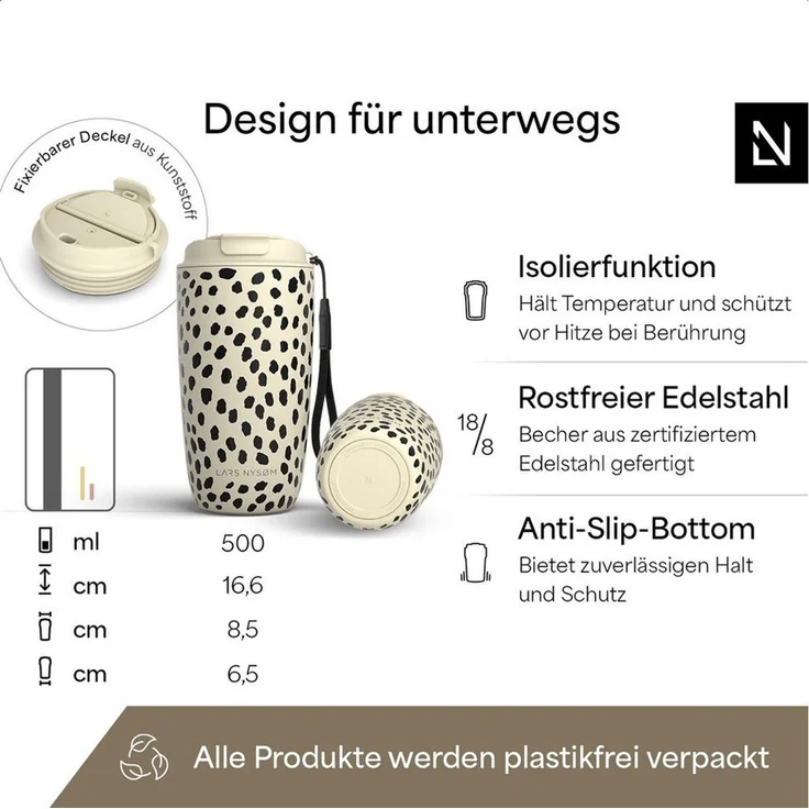 LARS NYSØM Thermobecher Nøgen, 1-tlg, Thermobecher mit Vakuum Isolierung: 4h heiß / 8h kühl – Bild 4
