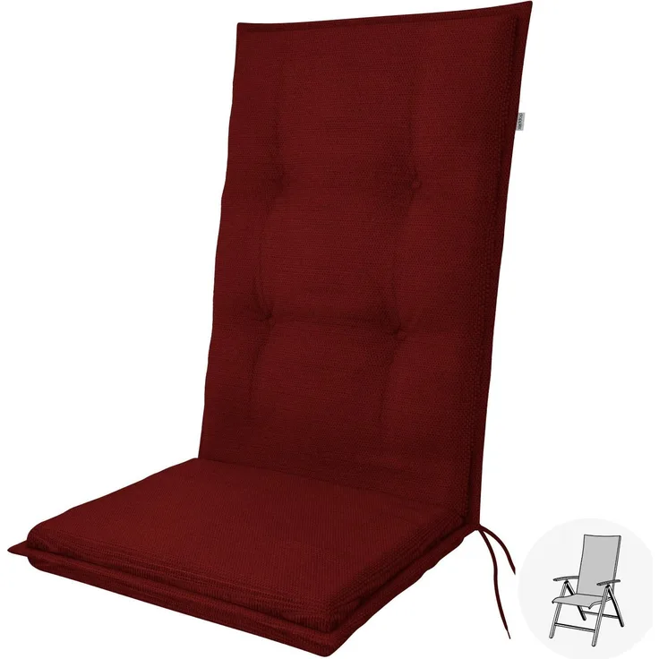 Doppler Sitzauflage "Star" High, bordeaux, für Hochlehner (119 x 48 x 6 cm)