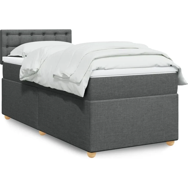 vidaXL Boxspringbett mit Matratze Dunkelgrau 100x200 cm Stoff 3288906 – Bild 1