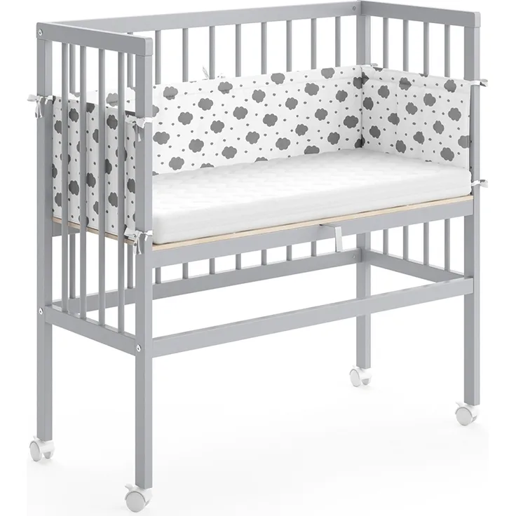 Beistellbett Sophie Grau 94 x 42.5 cm 1 Seitenschiene Vitalispa