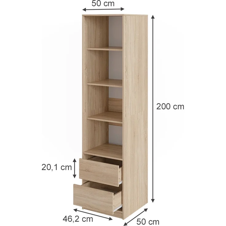 Kleiderschrank Elmo Sonoma 50 x 200 cm Vicco – Bild 2