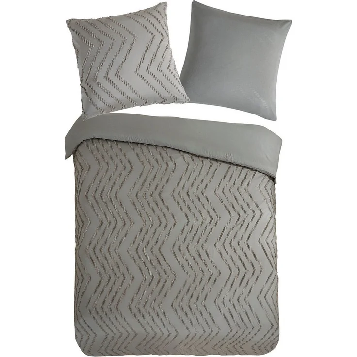 Pure Microfaser Bettwäsche 135 X 200 cm + 1- 80 X 80 cm Zigzag luxury zizag piping/ embroidery braun – Bild 5