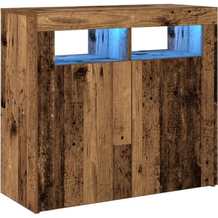 vidaXL Sideboard mit LED-Leuchten Altholz-Optik 80x35x75 cm 856361 – Bild 2