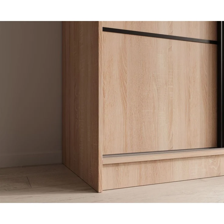 Schiebetürenschrank Schrank ALFA in Sonoma- Tür Applikation Schwarz 200x215x61 cm – Bild 2