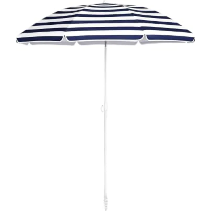 SUNULA Sonnenschirm 160 cm, Balkonschirm knickbar mit Bodenhülse & Schutzhülle, höhenverstellbar, neigbar, UV-Schutz 50+, weiß/silber – Bild 1