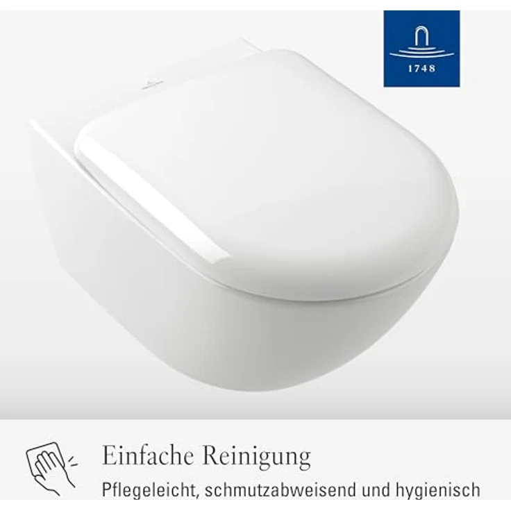 Villeroy & Boch Antao WC-Sitz - Toilettendeckel mit Absenkautomatik - Abnehmbarer, bruchsicherer Toilettensitz aus Duroplast - Original Ersatzteil - Klodeckel in D-Form - Weiß Alpin, glänzend – Bild 6