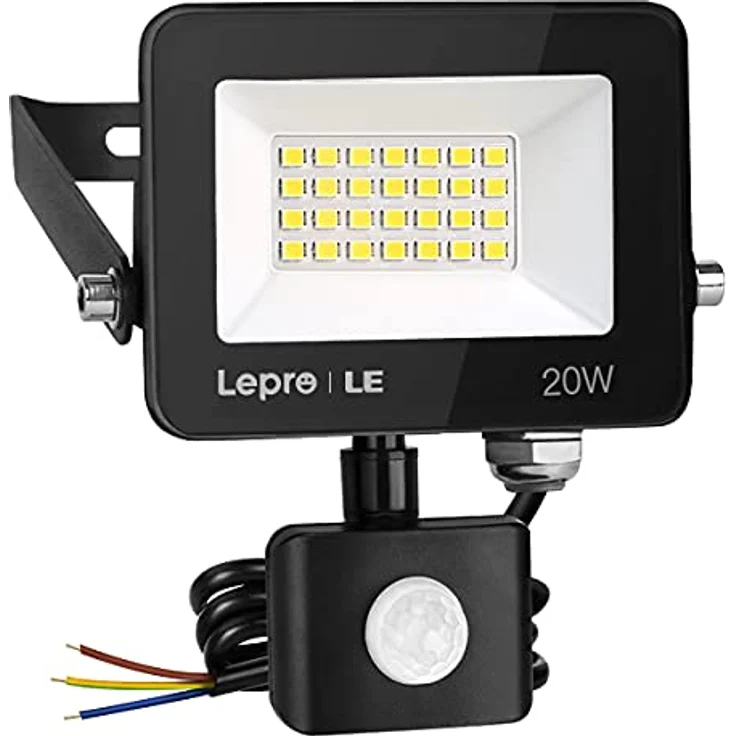 Lepro 20W LED Strahler mit Bewegungsmelder Außen, 2000LM Außenstrahler 5000K Kaltweiß Superhell Scheinwerfer, IP65 Wasserdicht Fluter, Ideale Aussenleuchte für Garten, Innenhöfe, Garage, Haus, Hotel – Bild 2