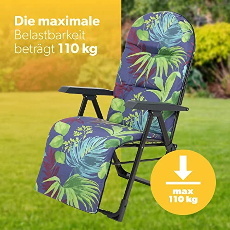 Kadax Gartenliege, Metall, Blau-Grün, verstellbare Lehne, 58x150 cm, für Garten und Terrasse – Bild 7