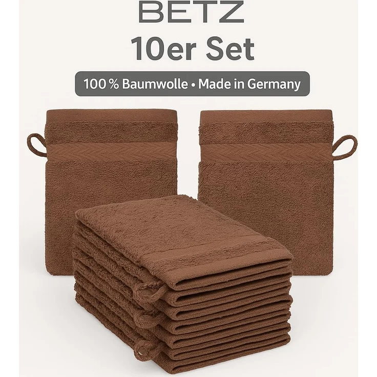 Betz Waschhandschuh 10-tlg. PREMIUM Größe 16 cmx21 cm, Baumwolle (Set, 10-St), 100% baumwolle – Bild 2