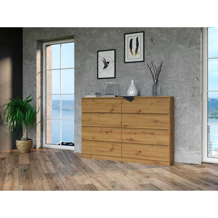 ibonto KOMMODE HANDWERKLICHE EICHE 40x138x97cm (H 97 x T 40 x B 138 cm) – Bild 3