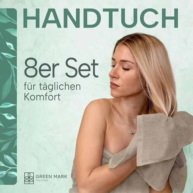 NatureMark 8er Spar-Pack Frottier Handtücher, Handtuch-Set, 50x100 cm, Sand/Beige, 100% Baumwolle – Bild 2