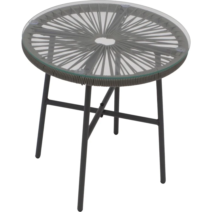 DEGAMO SALINAS Gartengarnitur, Metall + Ropeoptik, anthrazit/grau, 3-teilig (Tisch 45cm) – Bild 4