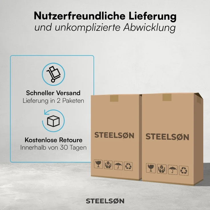 STEELSØN 'Caelum' Polyrattan Sessel mit Liegefunktion, schwarz, verstellbare Rückenlehne, inkl. Polster, Ausklapptisch, wetterfest, 2er Set – Bild 10
