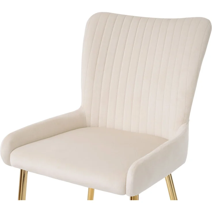 Esszimmerstuhl-Set, Samt, 6er-Set mit Metallgestell, 58×47×85 cm, Beige/Gold – Bild 10