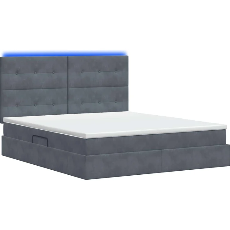vidaXL LED-Speicherbett mit Matratze Dunkelgrau 180 x 200 cm Samt 3460147 – Bild 9