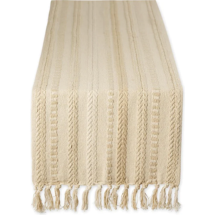 DII Farmhouse Tischläufer-Kollektion, geflochten, gestreift, 38,1x27,4 cm, Vintage-Leinen