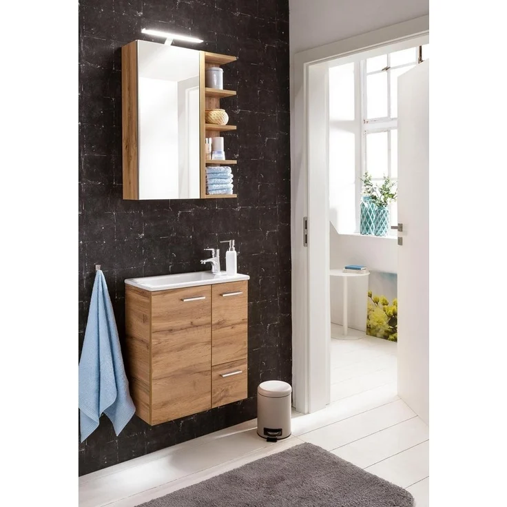 Schildmeyer Spiegelschrank, Holzwerkstoff, Eiche Landhaus Dekor, 50,3 x 16 x 74,4 cm – Bild 3