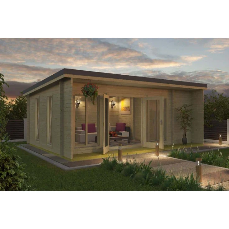 Lasita Maja Gartenhaus Japan Gartenhaus aus Holz Holzhaus mit 44 mm Wandstärke Blockbohlenhaus mit Montagematerial – Bild 1