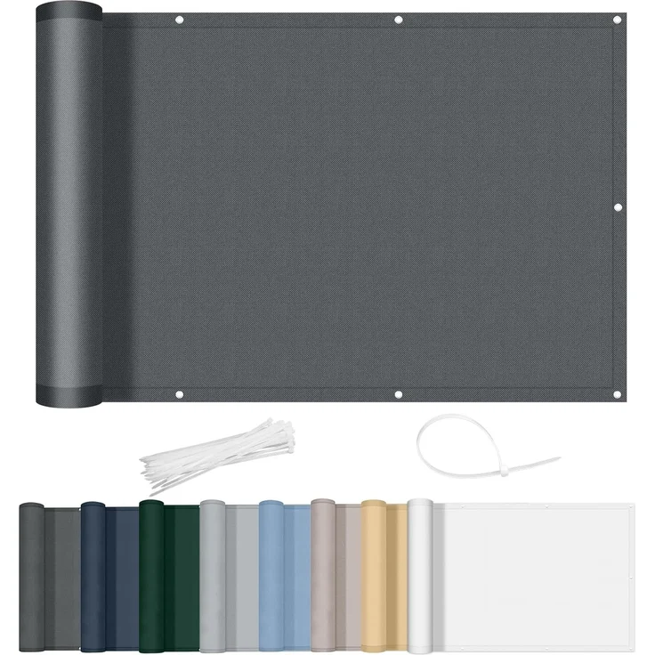 AXT SHADE Balkon Sichtschutz Wetterfest 150x300 cm Balkonverkleidung Balkonabdeckung Balkonbespannung Blickdichte Windschutz und UV-Schutz mit Kabelbinder für Balkongeländer-Anthrazit – Bild 1