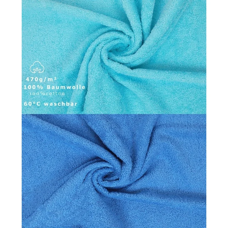 Betz Waschhandschuh 10 Stück Premium 16x21 cm Farbe türkis und hellblau, (Set, 10-St) – Bild 2