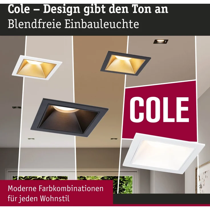 Paulmann 93125 LED Cole Coin Basisset eckig 3er-Set 2700K Schwarz 3-Step-Dim IP44 – Bild 2
