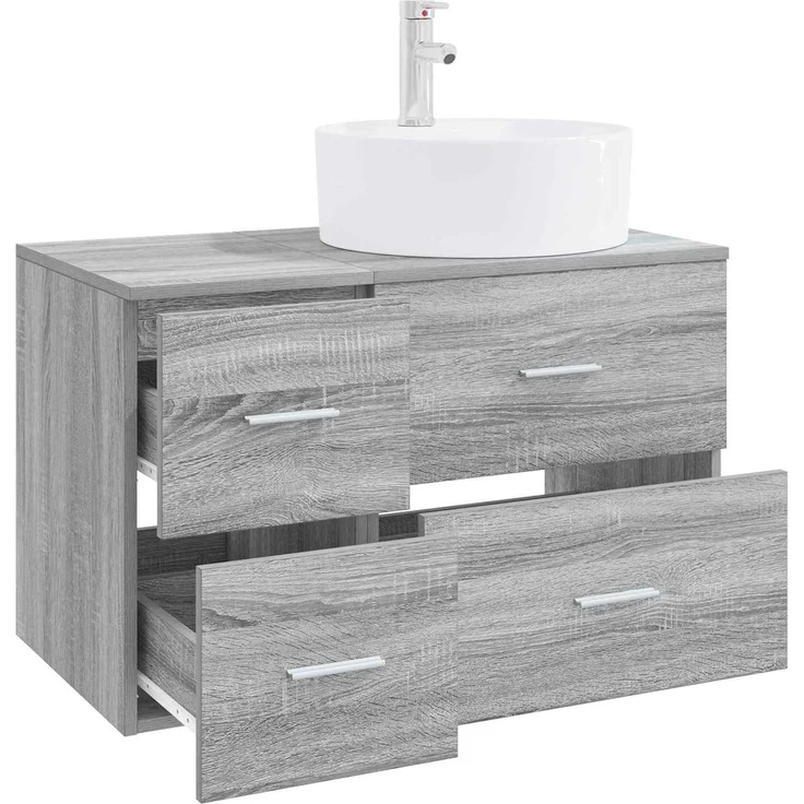 vidaXL Badezimmerschrank-Set 2 stk. Grau Sonoma 79,5 x 44,5 x 82 cm 3403989 – Bild 3