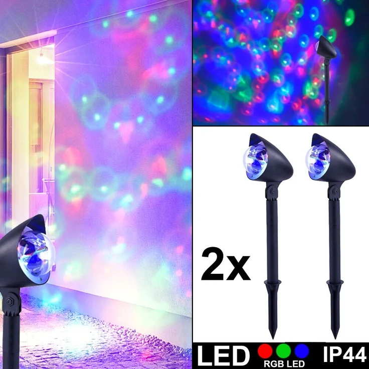 2er Set RGB LED Stecklampe, Erdspieß, Farbwechsler, H 45,5 cm – Bild 2