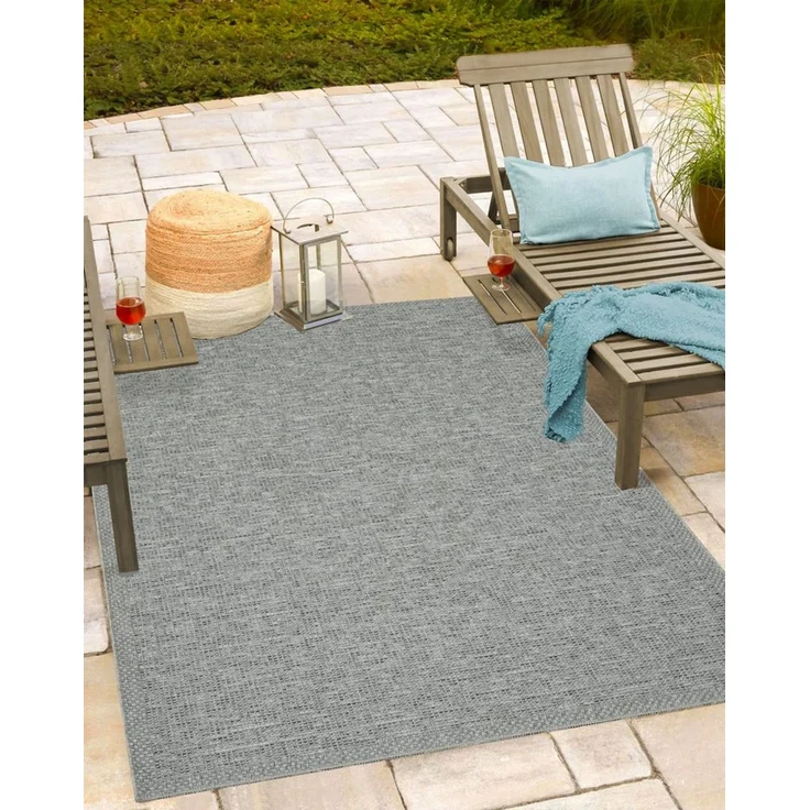 the carpet Calgary - robuster Teppich, Flachgewebe, modernes Design, ideal für Küche und Esszimmer, Vintage-Optik, Boho-Style, besonders flach, auch für den Außenbereich, Grau, 120x160 cm – Bild 5