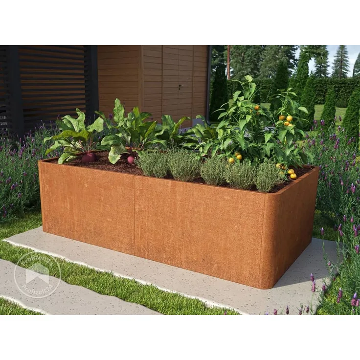 PRIMEYARD Cortenstahl Hochbeet Mario 200x107x60 cm, Rost-Optik