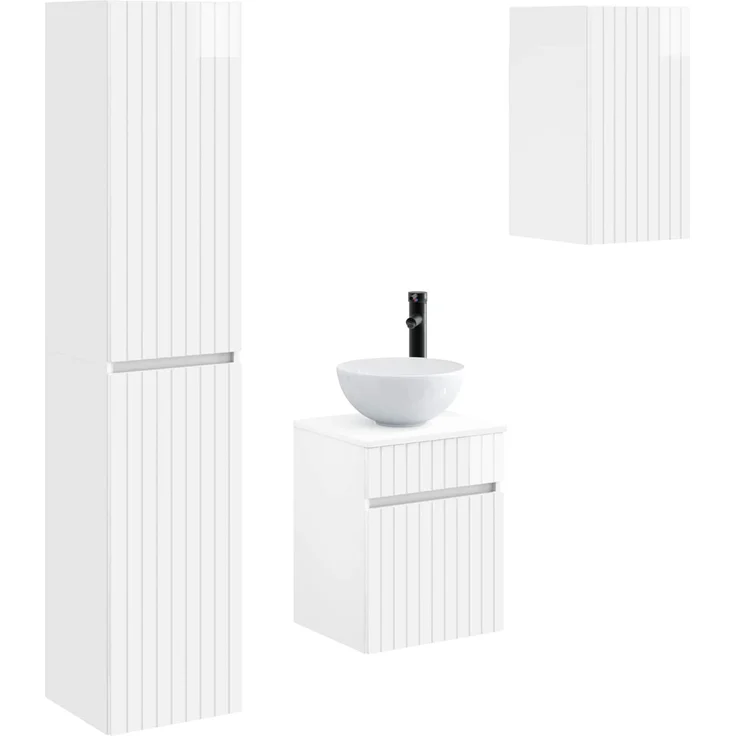 vidaXL Badezimmerschrank-Set 3 stk. Hochglanz Weiß 33 x 34,5 x 160 cm 3406087 – Bild 2