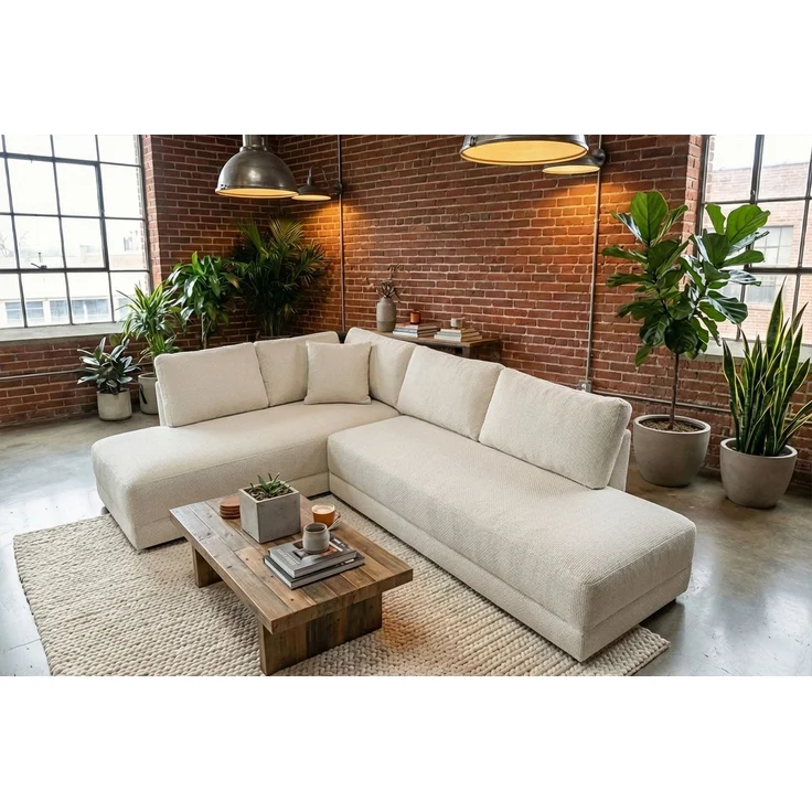 KAWOLA Schlafsofa SADIRA Ecksofa Stoff cremeweiß Recamiere rechts 89 x 209 x 288 cm – Bild 2