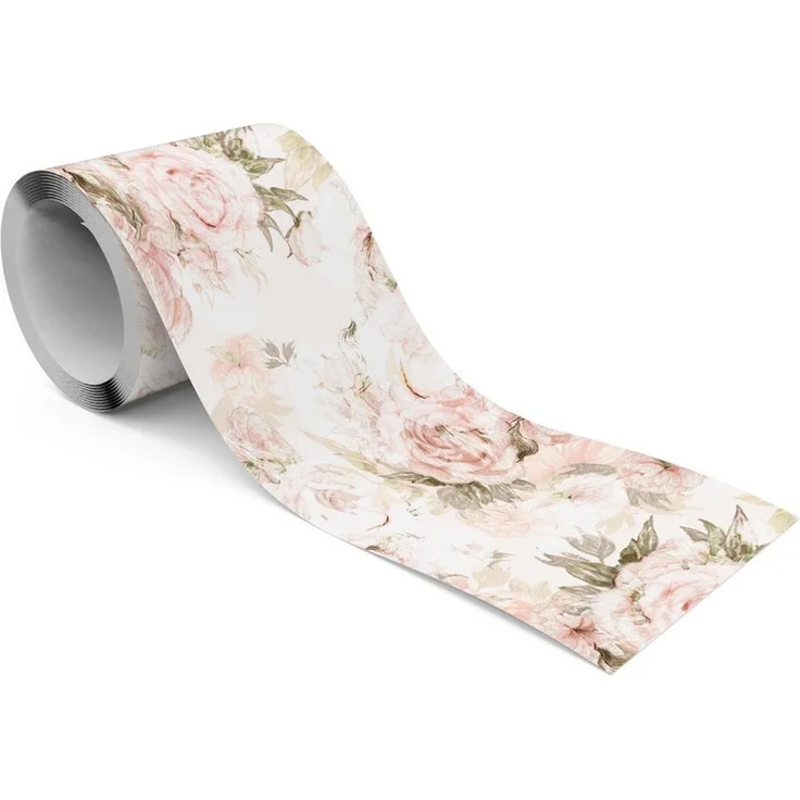 Muralo Bordüre Wandbordüre selbstklebend Blumen – Tapetenbordüre Wohnzimmer, floral, Pastellfarbene Pfingstrosen, 10x300 cm, abriebfest, abwischbar – Bild 1