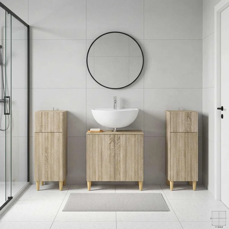 vidaXL 3-teiliges Badezimmer-Schranksystem ARNHEM 3 stk. Sonoma-Eiche 3418010 – Bild 1