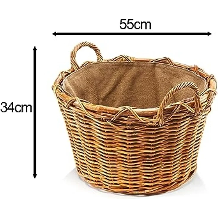Kobolo Kaminholzkorb Holzkorb Rattan Lacak mit abnehmbarem Leinenstoff – Bild 3