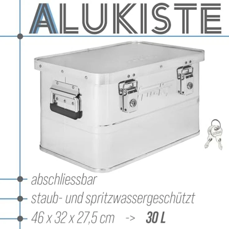 Trucky Allzweckkiste Aluminium Box mit Deckel Silber Alukiste 30 Liter Kiste Abschliessbar – Bild 2